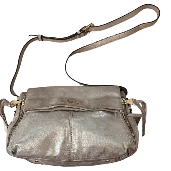 Aimee Kestenberg Gold Metallic Bali 2 Slouchy Foldover Crossbody Bag - Picture 2 of 12